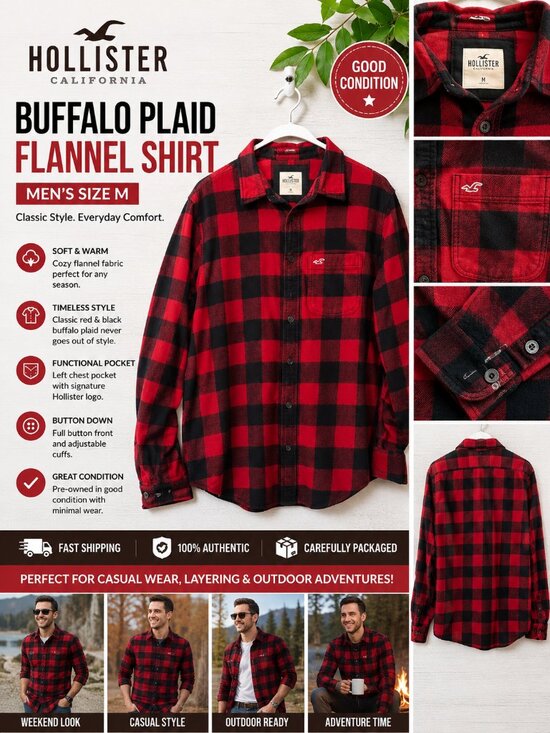 Hollister Other - ❤️ HOLLISTER Buffalo Plaid Flannel Shirt ❤️